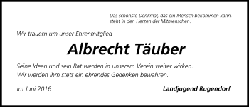 Anzeige von Albrecht Täuber von MGO