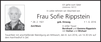 Anzeige von Sofie Rippstein von MGO