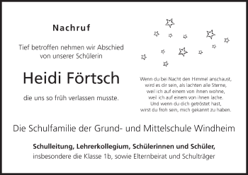 Anzeige von Heidi Förtsch von MGO