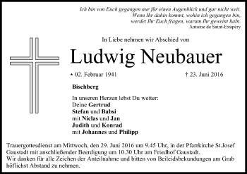 Anzeige von Ludwig Neubauer von MGO