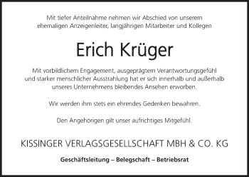 Anzeige von Erich Krüger von MGO