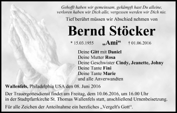 Anzeige von Bernd Stöcker von MGO
