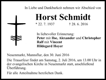 Anzeige von Horst Schmidt von MGO