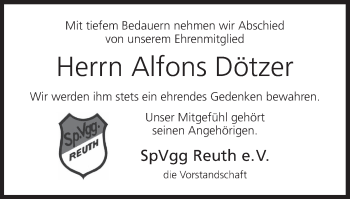 Anzeige von Alfons Dötzer von MGO