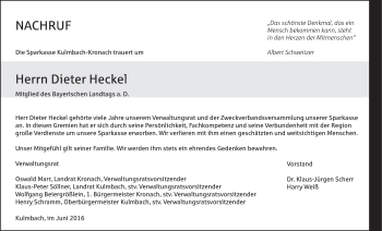 Anzeige von Dieter Heckel von MGO
