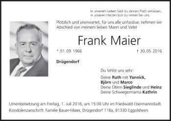 Anzeige von Frank Maier von MGO