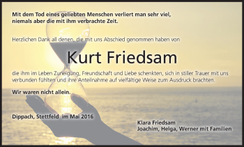 Anzeige von Kurt Friedsam von MGO