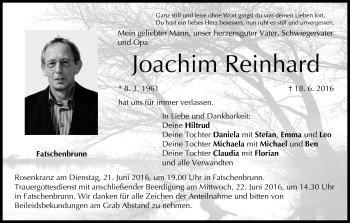 Anzeige von Joachim Reinhard von MGO