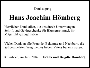 Anzeige von Hans Joachim Hömberg von MGO