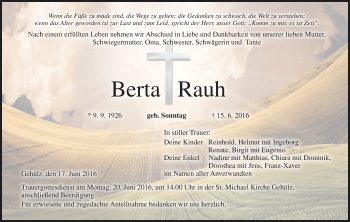Anzeige von Berta Rauh von MGO
