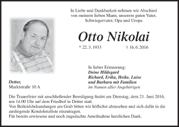 Anzeige von Otto Nikolai von MGO