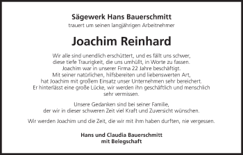 Anzeige von Joachim Reinhard von MGO