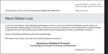 Anzeige von Dieter Lutz von MGO