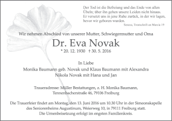 Anzeige von Eva Novak von MGO