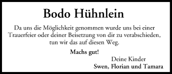 Anzeige von Bodo Hühnlein von MGO