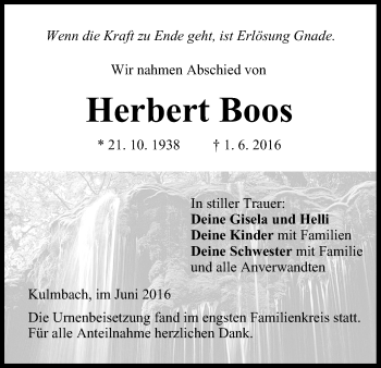 Anzeige von Herbert Boos von MGO