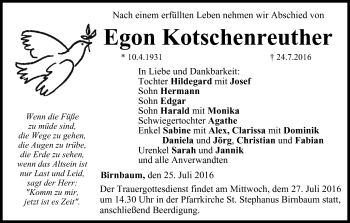 Anzeige von Egon Kotschenreuther von MGO
