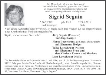 Anzeige von Sigrid Seguin von MGO