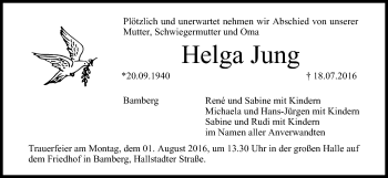 Anzeige von Helga Jung von MGO