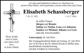 Anzeige von Elisabeth Schassberger von MGO