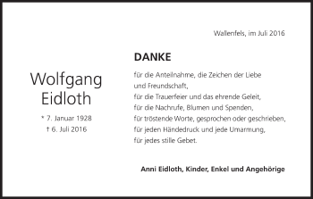 Anzeige von Wolfgang Eidloth von MGO