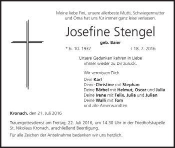 Anzeige von Josefine Stengel von MGO
