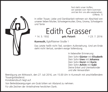 Anzeige von Edith Grasser von MGO