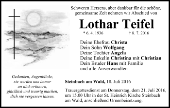 Anzeige von Lothar Teifel von MGO