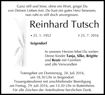 Anzeige von Reinhard Tutsch von MGO