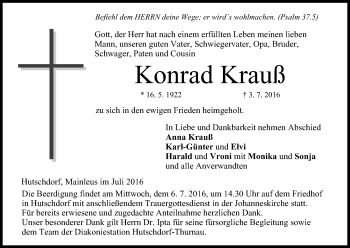 Anzeige von Konrad Krauß von MGO