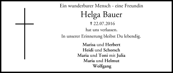Anzeige von Helga Bauer von MGO