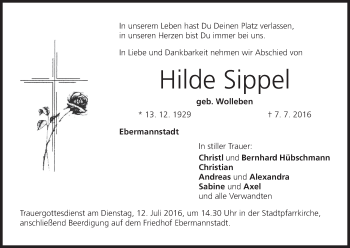 Anzeige von Hilde Sippel von MGO