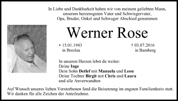 Anzeige von Werner Rose von MGO