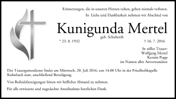 Anzeige von Kunigunda Mertel von MGO