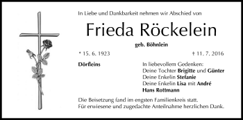 Anzeige von Frieda Röckelein von MGO