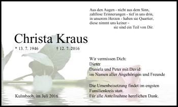 Anzeige von Christa Kraus von MGO