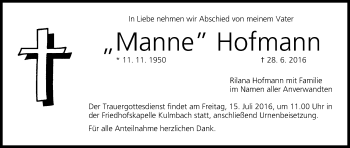 Anzeige von Manne Hofmann von MGO