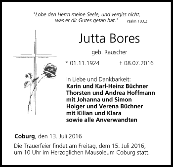Anzeige von Jutta Bores von MGO