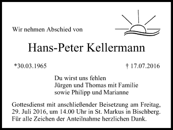 Anzeige von Hans-Peter Kellermann von MGO