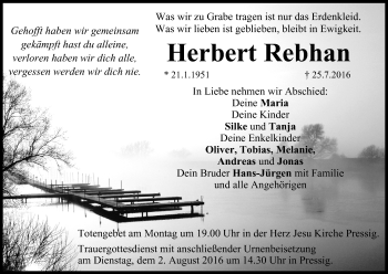 Anzeige von Herbert Rebhan von MGO