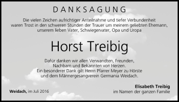 Anzeige von Horst Treibig von MGO