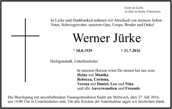 Anzeige von Werner Jürke von MGO