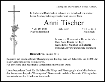 Anzeige von Anni Tischer von MGO