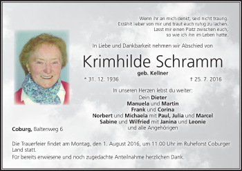 Anzeige von Krimhilde Schramm von MGO