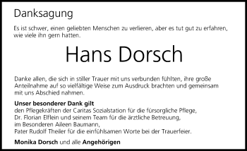 Anzeige von Hans Dorsch von MGO