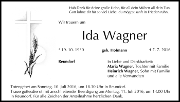 Anzeige von Ida Wagner von MGO