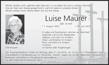 Anzeige von Luise Maurer von MGO