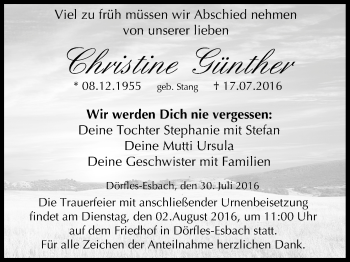 Anzeige von Christine Günther von MGO