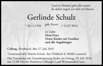 Anzeige von Gerlinde Schulz von MGO