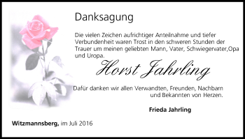 Anzeige von Horst Jahrling von MGO